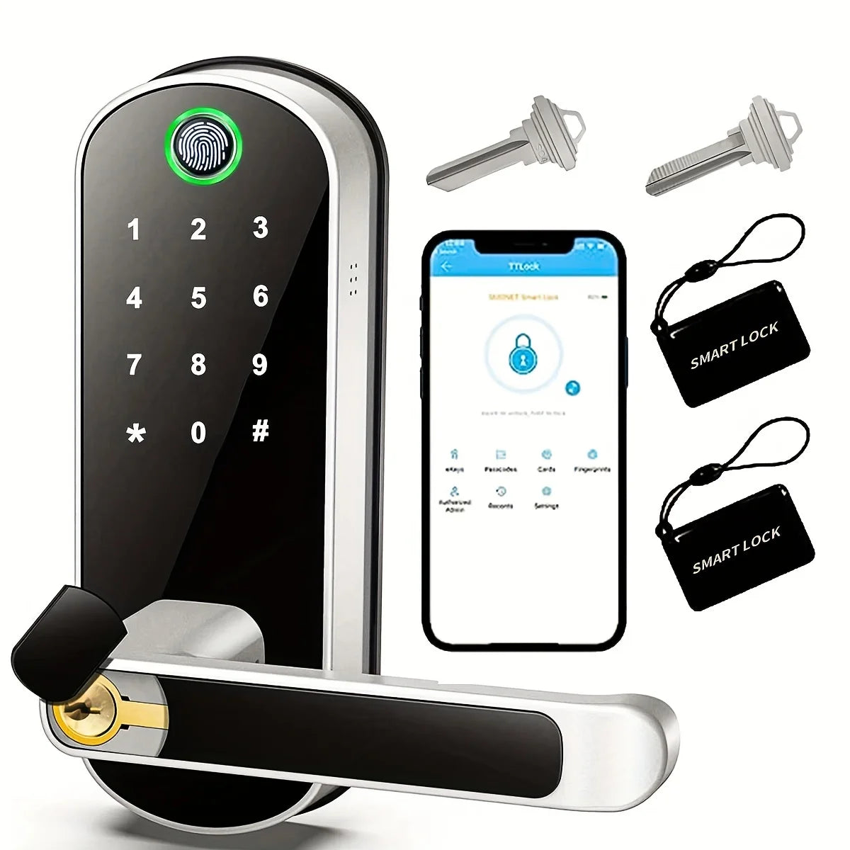 Smart Door Lock App Remote Control Keyless WIFI Digital Touchscreen Lock NFC IP67 Waterproof with 2 IC Cards Smart Fingerprint - RK LUXURY RK Luxury