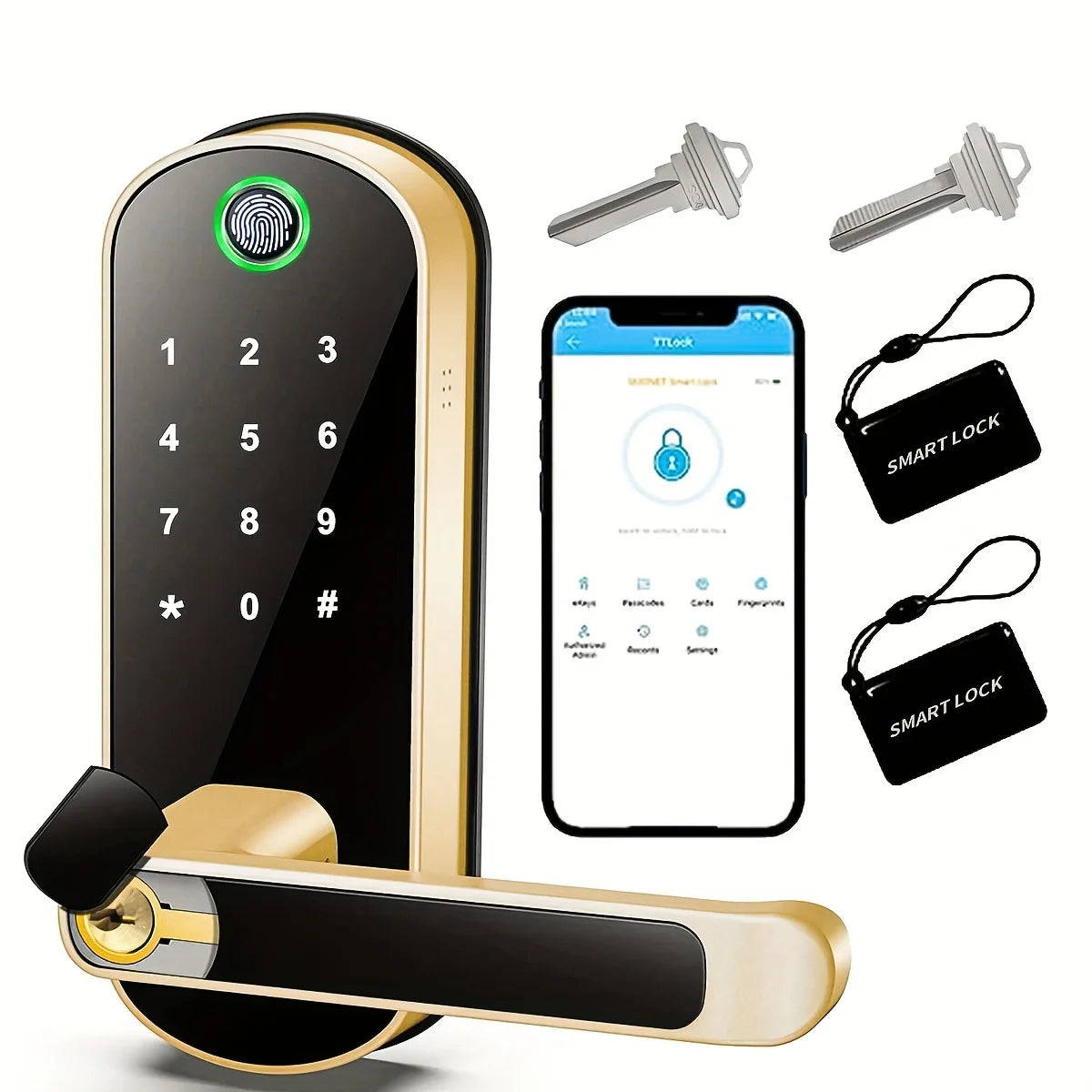 Smart Door Lock App Remote Control Keyless WIFI Digital Touchscreen Lock NFC IP67 Waterproof with 2 IC Cards Smart Fingerprint - RK LUXURY RK Luxury