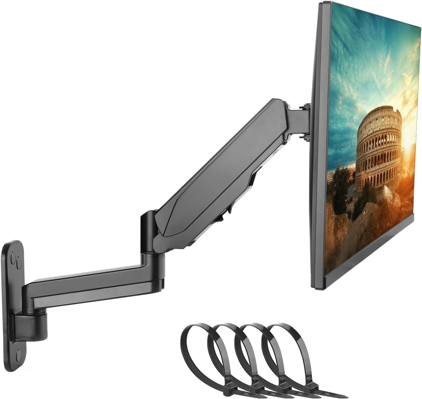 Monitor Arm Wall Mount Bracket for 17-32 inch Monitor & Small TV, Height Adjustable Gas Spring Single Wall Monitor Arm, Tilt Swivel Rotate, Load Weight 2.2 to 19.8lbs, Next day delivery